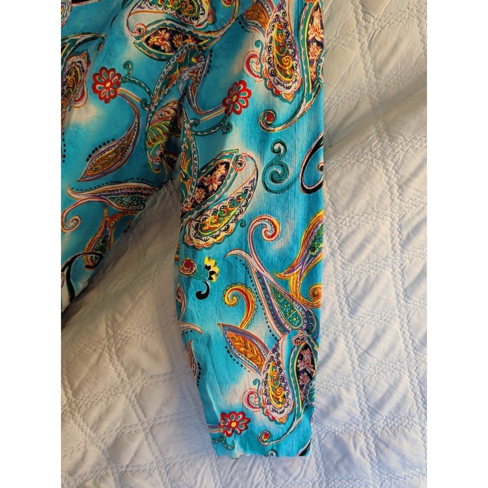 Life Style 2X jacket blue paisley Beaded button down stretch lined long sleeve - Picture 9 of 9